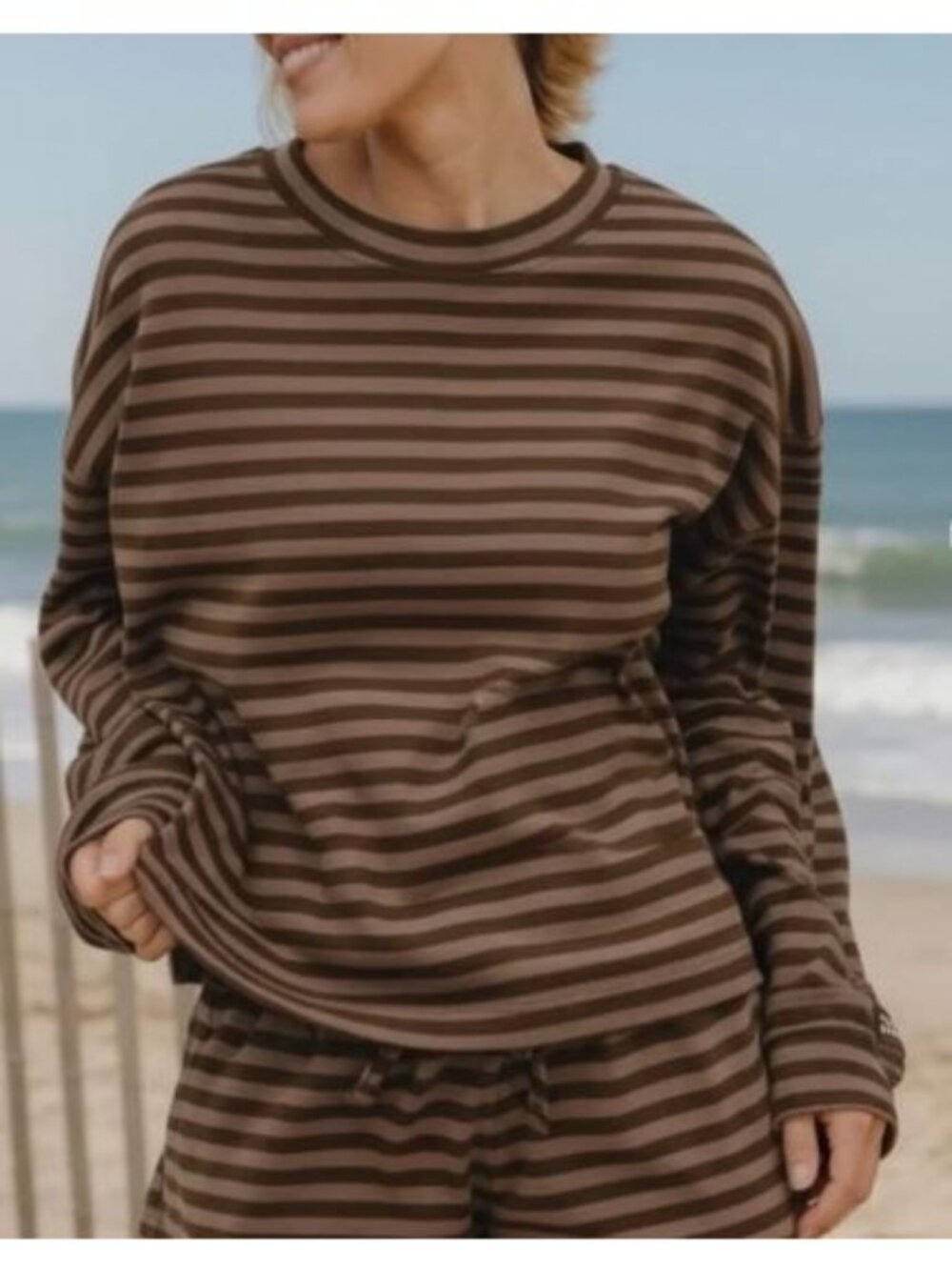 Daily Drills Striped Cotton Long Sleeve Shirt Top Women Size XS / S NWT Oversize